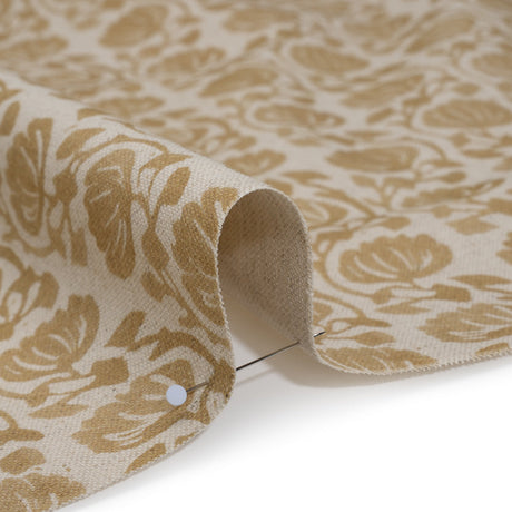 Cotton and Linen Canvas Print - Maize Block Print Florals - British Imported