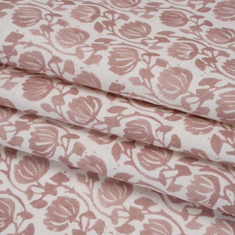 Cotton and Linen Canvas Print - Mulberry Block Print Florals - British Imported