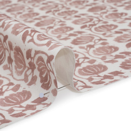 Cotton and Linen Canvas Print - Mulberry Block Print Florals - British Imported