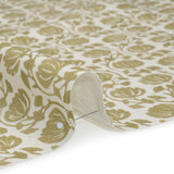 Cotton and Linen Canvas Print - Olive Block Print Florals - British Imported