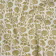 Cotton and Linen Canvas Print - Olive Block Print Florals - British Imported
