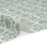 Cotton and Linen Canvas Print - Seafoam Block Print Florals - British Imported