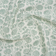 Cotton and Linen Canvas Print - Seafoam Block Print Florals - British Imported