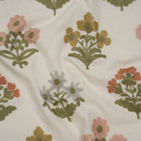 Polyester and Cotton Slubbed Drapery Woven with Viscose Embroidery - Garden Simple Flowers - British Imported