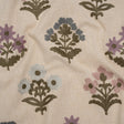 Polyester and Cotton Slubbed Drapery Woven with Viscose Embroidery - Iris Simple Flowers - British Imported