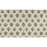 Polyester and Cotton Slubbed Drapery Woven with Viscose Embroidery - Lagoon Simple Flowers - British Imported
