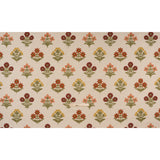Polyester and Cotton Slubbed Drapery Woven with Viscose Embroidery - Terracotta Simple Flowers - British Imported