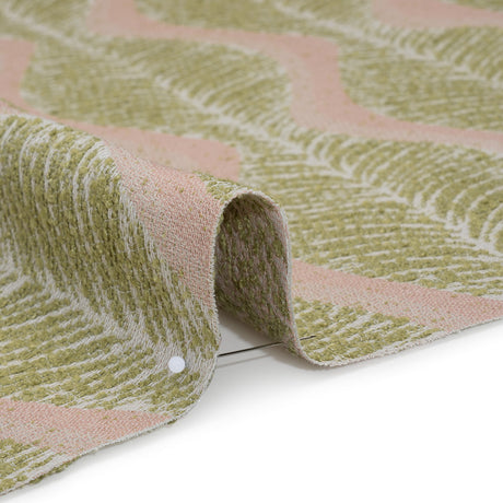 Polyester and Cotton Boucle Jacquard - Garden Leaf Ogee Waves - British Imported