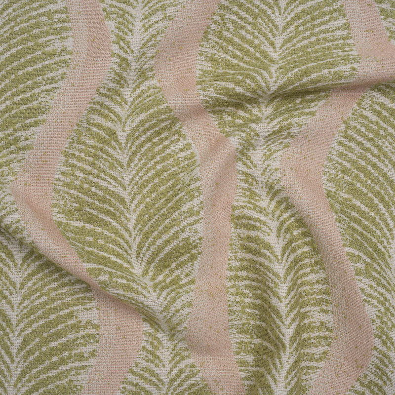 Polyester and Cotton Boucle Jacquard - Garden Leaf Ogee Waves - British Imported