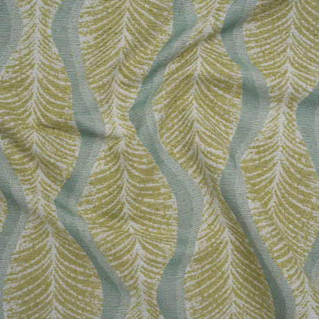 Polyester and Cotton Boucle Jacquard - Lagoon Leaf Ogee Waves - British Imported