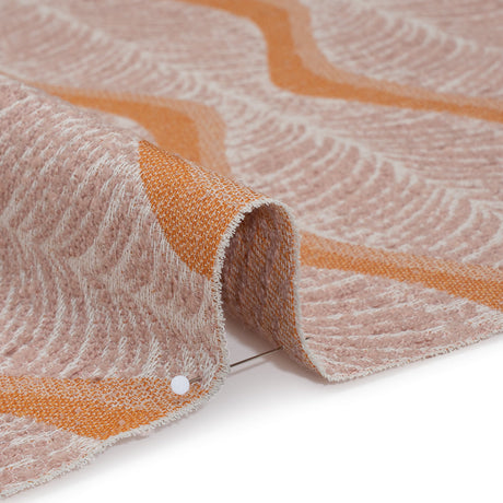 Polyester and Cotton Boucle Jacquard - Tangerine Leaf Ogee Waves - British Imported