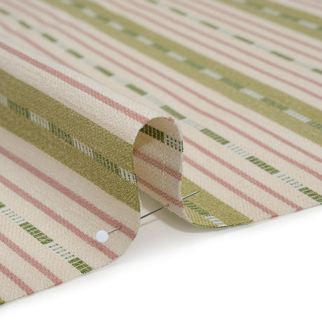 Recycled Polyester Twill Jacquard - Garden Stripes and Dashes - British Imported