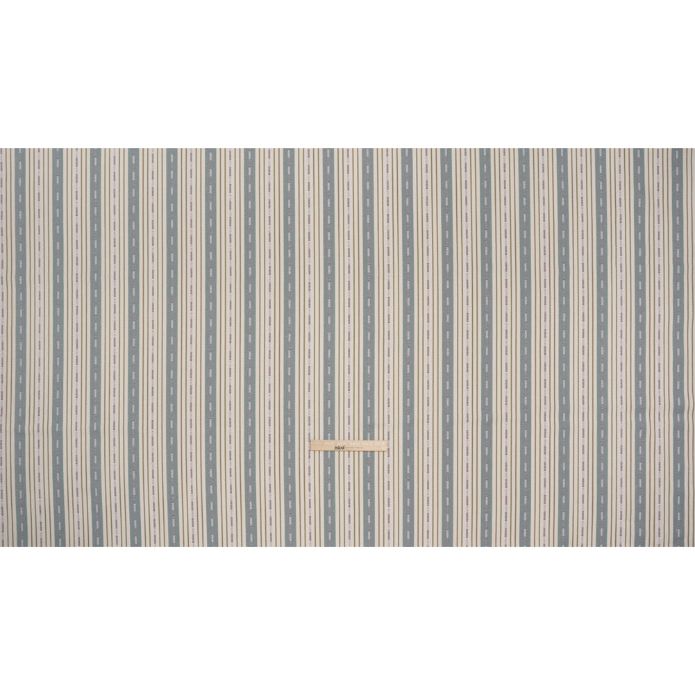Recycled Polyester Twill Jacquard - Iris Stripes and Dashes - British Imported
