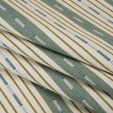 Recycled Polyester Twill Jacquard - Kingfisher Stripes and Dashes - British Imported
