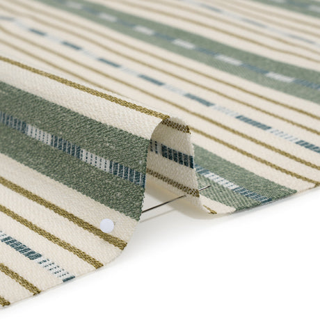 Recycled Polyester Twill Jacquard - Kingfisher Stripes and Dashes - British Imported