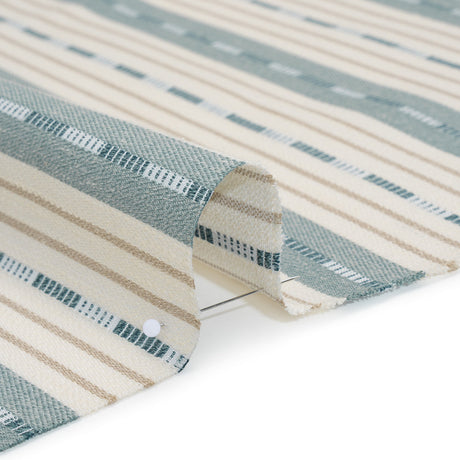Recycled Polyester Twill Jacquard - Seaspray Stripes and Dashes - British Imported