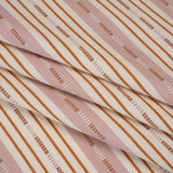 Recycled Polyester Twill Jacquard - Tangerine Stripes and Dashes - British Imported