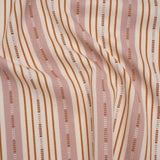 Recycled Polyester Twill Jacquard - Tangerine Stripes and Dashes - British Imported