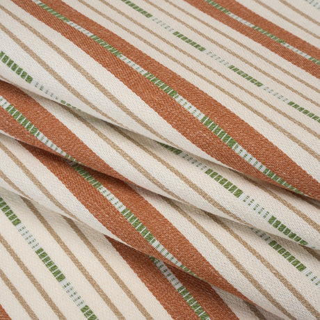 Recycled Polyester Twill Jacquard - Terracotta Stripes and Dashes - British Imported