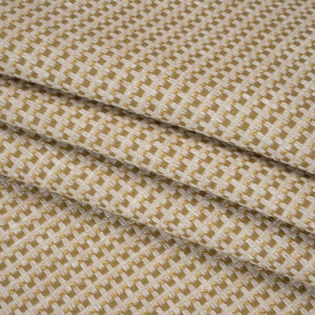 Recycled Polyester and Cotton Basketweave Dobby - Maize Little Squares - British Imported