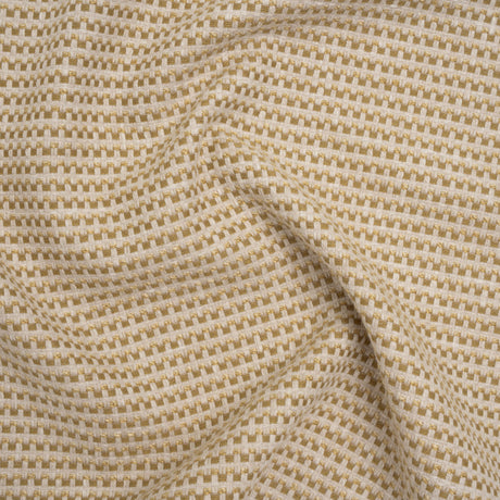 Recycled Polyester and Cotton Basketweave Dobby - Maize Little Squares - British Imported