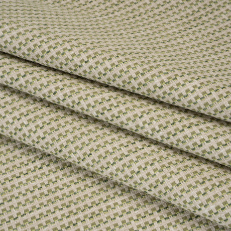 Recycled Polyester and Cotton Basketweave Dobby - Moss Little Squares - British Imported