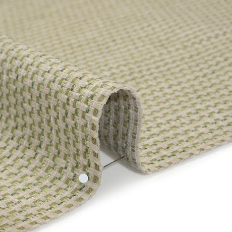 Recycled Polyester and Cotton Basketweave Dobby - Moss Little Squares - British Imported