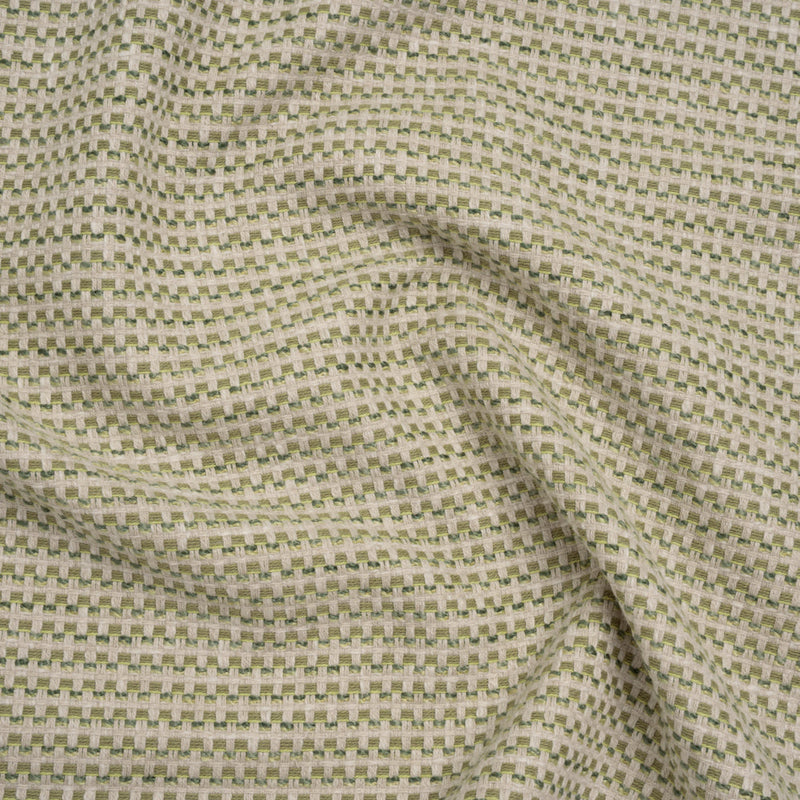 Recycled Polyester and Cotton Basketweave Dobby - Moss Little Squares - British Imported