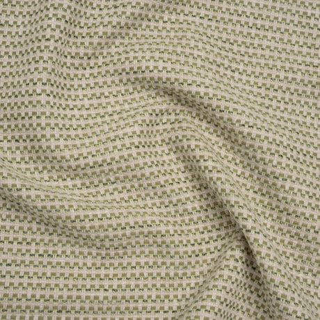 Recycled Polyester and Cotton Basketweave Dobby - Moss Little Squares - British Imported