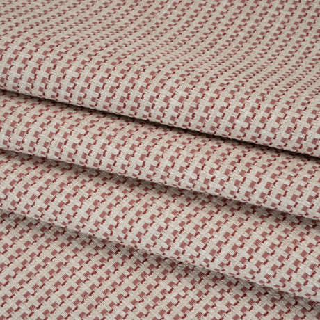 Recycled Polyester and Cotton Basketweave Dobby - Mulberry Little Squares - British Imported