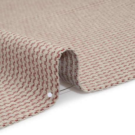 Recycled Polyester and Cotton Basketweave Dobby - Mulberry Little Squares - British Imported