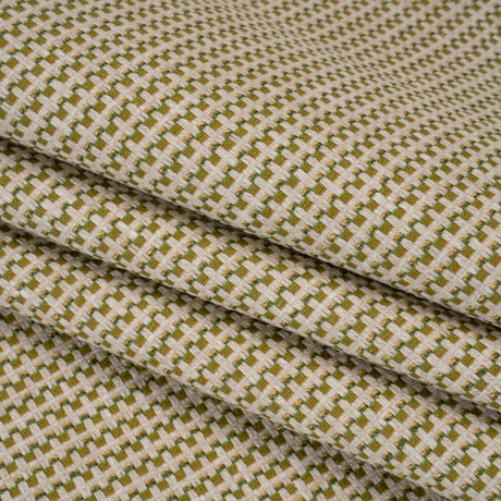 Recycled Polyester and Cotton Basketweave Dobby - Olive Little Squares - British Imported