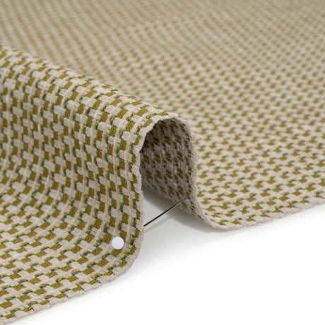 Recycled Polyester and Cotton Basketweave Dobby - Olive Little Squares - British Imported