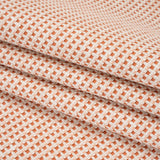 Recycled Polyester and Cotton Basketweave Dobby - Tangerine Little Squares - British Imported