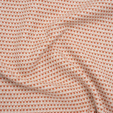 Recycled Polyester and Cotton Basketweave Dobby - Tangerine Little Squares - British Imported