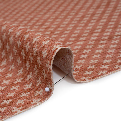 Polyester Boucle Home Decor Jacquard - Coral Plus Signs - British Imported