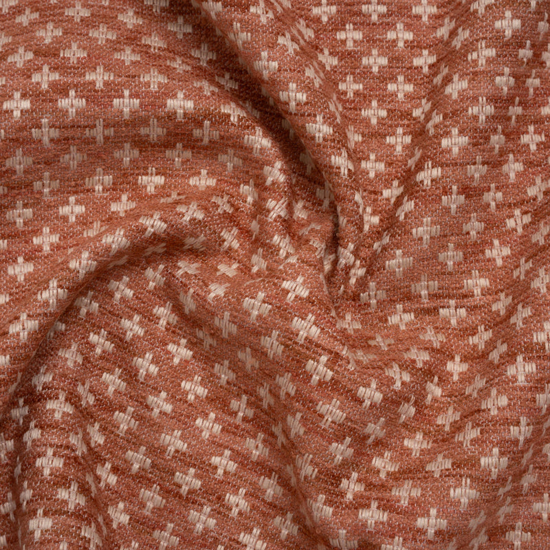 Polyester Boucle Home Decor Jacquard - Coral Plus Signs - British Imported