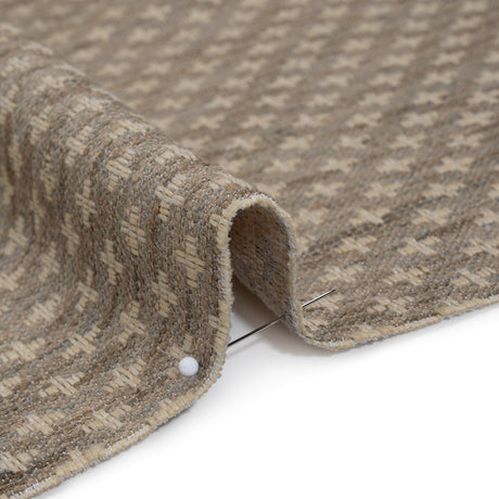 Polyester Boucle Home Decor Jacquard - Fawn Plus Signs - British Imported