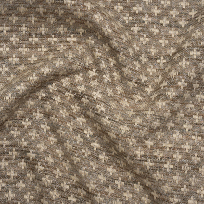 Polyester Boucle Home Decor Jacquard - Fawn Plus Signs - British Imported