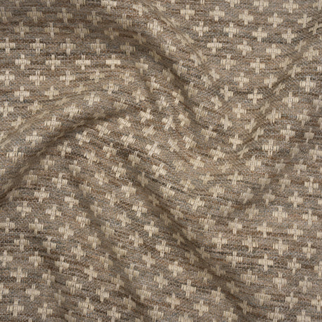 Polyester Boucle Home Decor Jacquard - Fawn Plus Signs - British Imported
