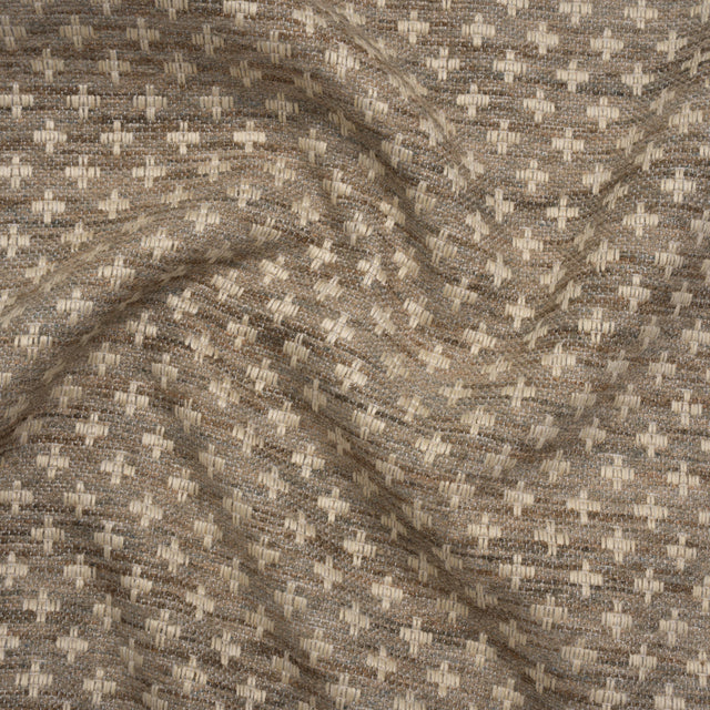 Polyester Boucle Home Decor Jacquard - Fawn Plus Signs - British Imported