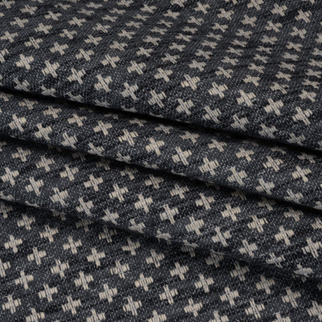Polyester Boucle Home Decor Jacquard - Ink Plus Signs - British Imported