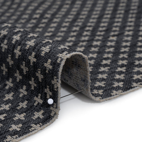 Polyester Boucle Home Decor Jacquard - Ink Plus Signs - British Imported