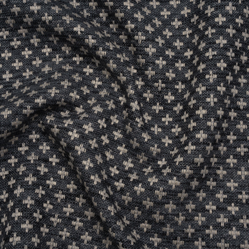 Polyester Boucle Home Decor Jacquard - Ink Plus Signs - British Imported