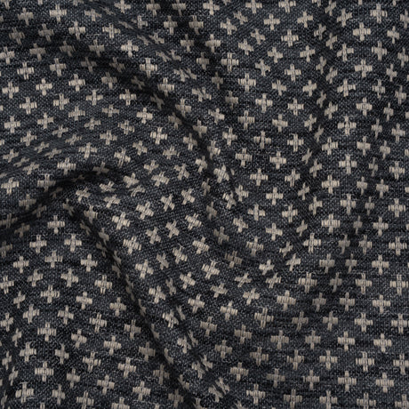 Polyester Boucle Home Decor Jacquard - Ink Plus Signs - British Imported