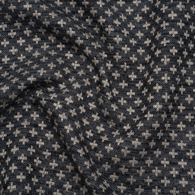 Polyester Boucle Home Decor Jacquard - Ink Plus Signs - British Imported