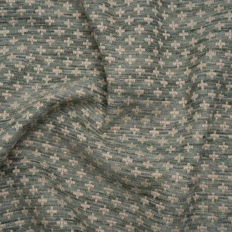 Polyester Boucle Home Decor Jacquard - Seafoam Plus Signs - British Imported