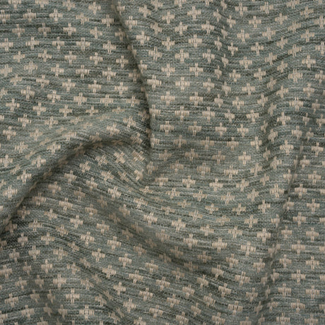 Polyester Boucle Home Decor Jacquard - Seafoam Plus Signs - British Imported