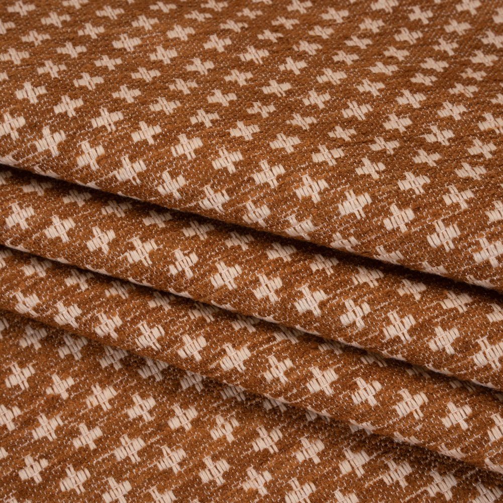 Polyester Boucle Home Decor Jacquard - Sienna Plus Signs - British Imported