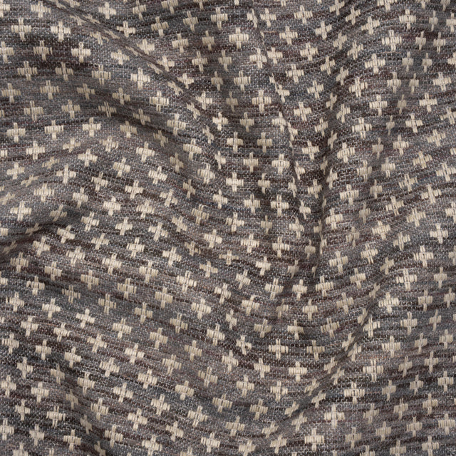 Polyester Boucle Home Decor Jacquard - Slate Plus Signs - British Imported